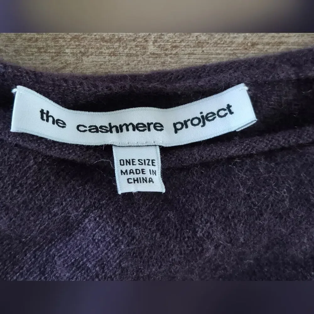 The Cashmere Project 100% Cashmere Pullover Poncho Sweater Aubergine OS